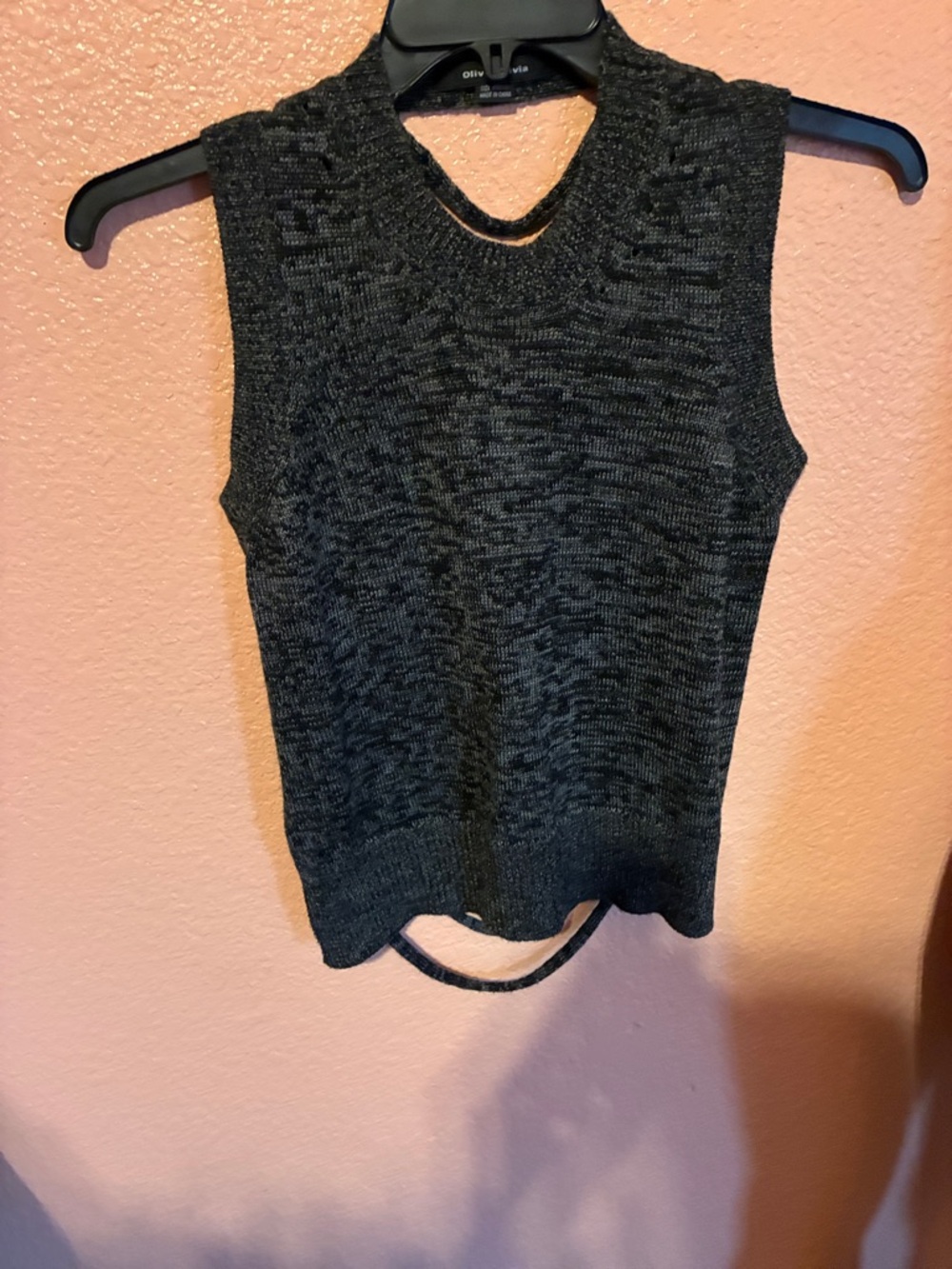 Olive Olivia Charcoal Marled Knit Mock Neck Tank Top - Picture 5 of 5